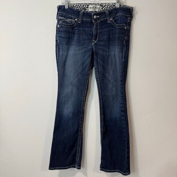Ariat Women's REAL Low Rise Stretch Rosy Whipstitch Boot Cut Jean Lakeshore 33R - Picture 2 of 9